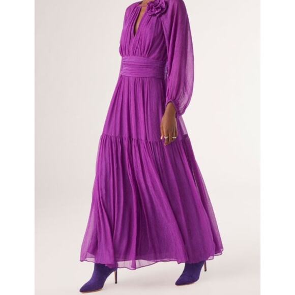 NWT Ba&Sh Helena Purple Silk Viscose Maxi Dress 6 Whimsical Wedding Guest $650 - Picture 1 of 12